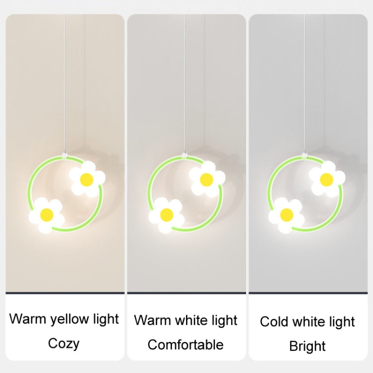 Children Room Bedside Warm Sunflower Chandelier, Color: Square Pink White Light