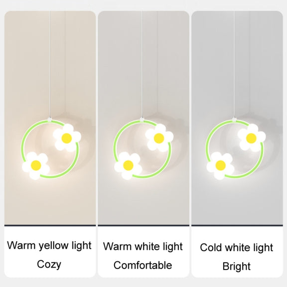 Children Room Bedside Warm Sunflower Chandelier, Color: Square Pink White Light
