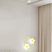 Children Room Bedside Warm Sunflower Chandelier, Color: Square Pink White Light