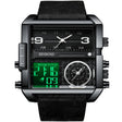 BINBOND B3332 Square Multifunctional Sports Quartz Waterproof Watch(Black Leather-Black-Black-White) - free shipping - PMC TechLife - Order now!