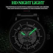 BINBOND B7872 Multifunctional Hollow Luminous Water-resistant Quartz Watch, Color: Black Leather-White-Black