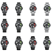 BINBOND D002 Car Hub Dial Multifunctional Water-resistant and Wear-resistant Men's Watch(Black Steel-Red)