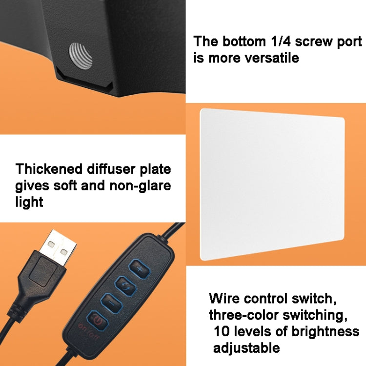 10 Inch 3000-6500K Three-color Temperature Photography Flat-panel Live Fill Light,Spec: Only Light