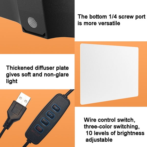 10 Inch 3000-6500K Three-color Temperature Photography Flat-panel Live Fill Light,Spec: Only Light