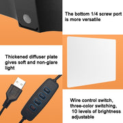 10 Inch 3000-6500K Three-color Temperature Photography Flat-panel Live Fill Light,Spec: 0.5m Bracket