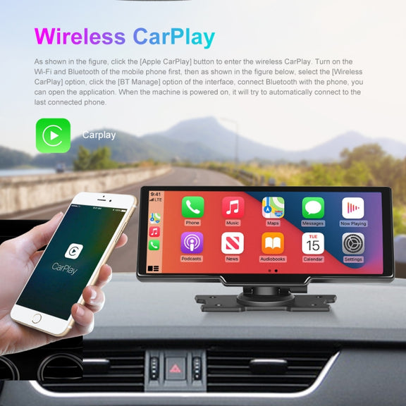 A3073 HD Wired 9.3 Inch 1 To 1 Smart Player With Wireless Carplay Two-way Video Split-screen Display(Black)