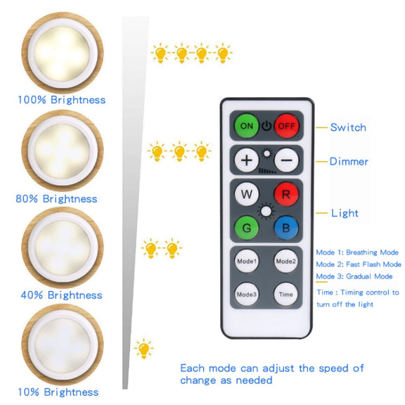 Ambience Pat Light Bedside Eye Protection Night Light, Color: RGBW Color Light Charging(6pcs With 2 Remote Control)