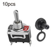 10pcs E-TEN1021 2-speed Waterproof Rocker Toggle Switch(Black) - Marine Accessories & Parts by PMC TechLife | Online Shopping South Africa | PMC TechLife | Buy Now Pay Later Mobicred