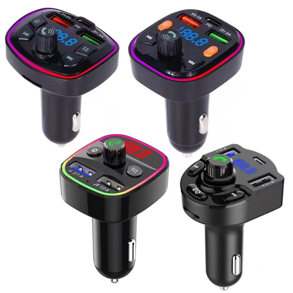 Q5 3.1A USB+PD Bluetooth Car Charger Car FM Transmitter Colorful Lighting