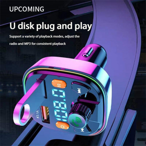 Q5 3.1A USB+PD Bluetooth Car Charger Car FM Transmitter Colorful Lighting