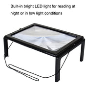 WJ10015 Full Page Reading LED Light Three-dimensional Folding Bracket Magnifying Glass