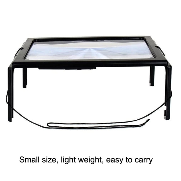 WJ10015 Full Page Reading LED Light Three-dimensional Folding Bracket Magnifying Glass