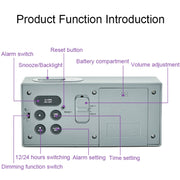 8890H Multifunctional Photosensitive Bedside Small Alarm Clock LCD Screen Digital Clock(White)