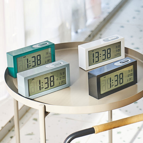 8890H Multifunctional Photosensitive Bedside Small Alarm Clock LCD Screen Digital Clock(White)