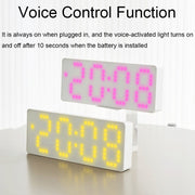 8017 LED Screen Voice Control Digital Alarm Clock Desktop Multifunctional Temperature Clock(Ice Blue)