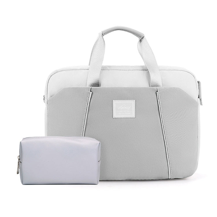 15.6 inch Computer Handheld Messenger Bag For Apple MacBook / Huawei / Xiaomi / Basne(Ladder hand gray+gray PU power package)