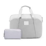 15.6 inch Computer Handheld Messenger Bag For Apple MacBook / Huawei / Xiaomi / Basne(Ladder hand gray+gray PU power package)