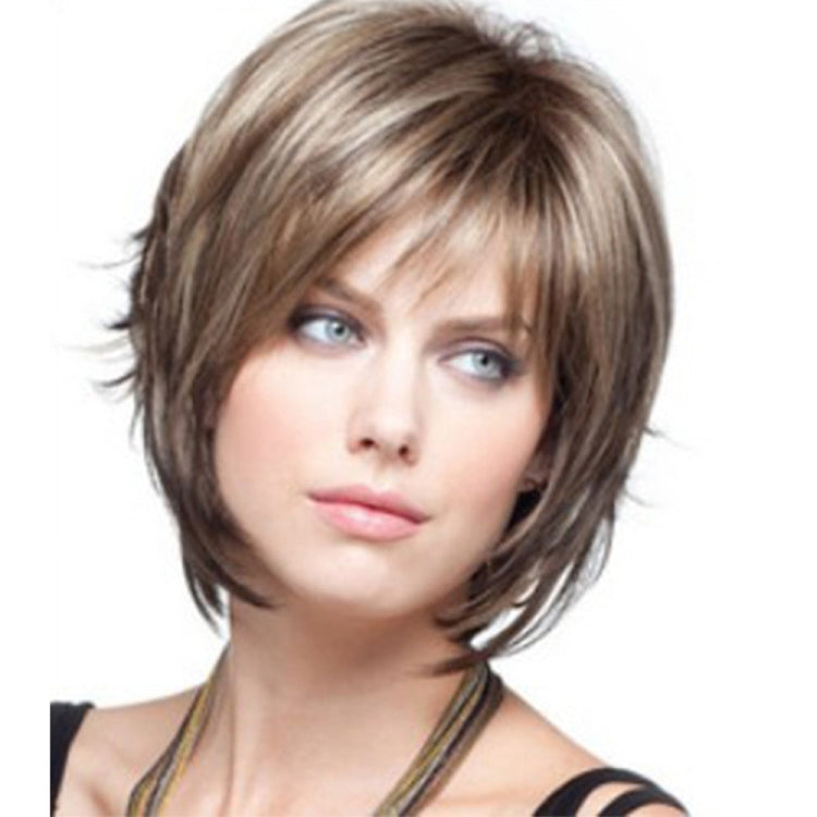 Wig-020 Mixed Color Women High Temperature Silk Curly Short Hair Wig