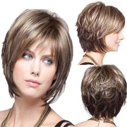 Wig-020 Mixed Color Women High Temperature Silk Curly Short Hair Wig