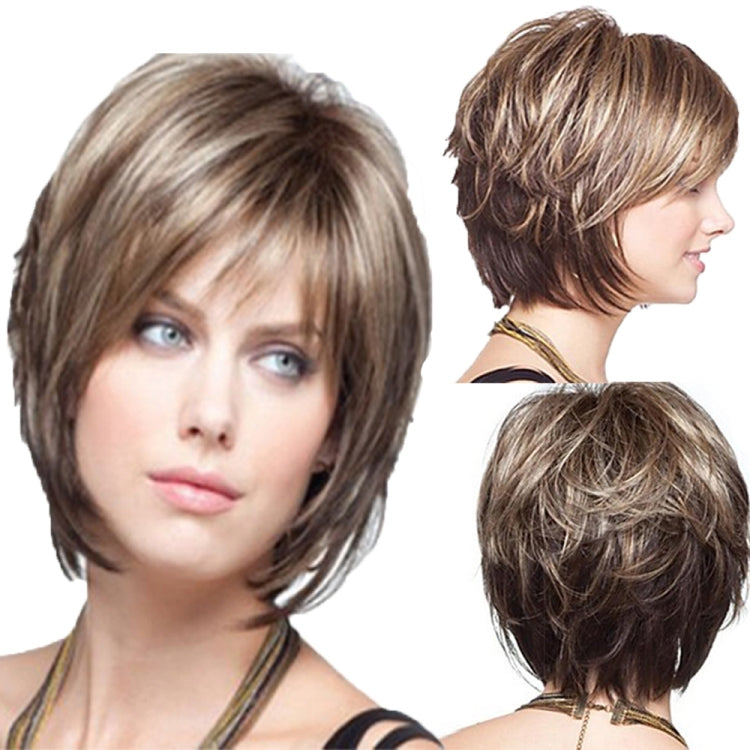 Wig-020 Mixed Color Women High Temperature Silk Curly Short Hair Wig