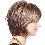 Wig-020 Mixed Color Women High Temperature Silk Curly Short Hair Wig
