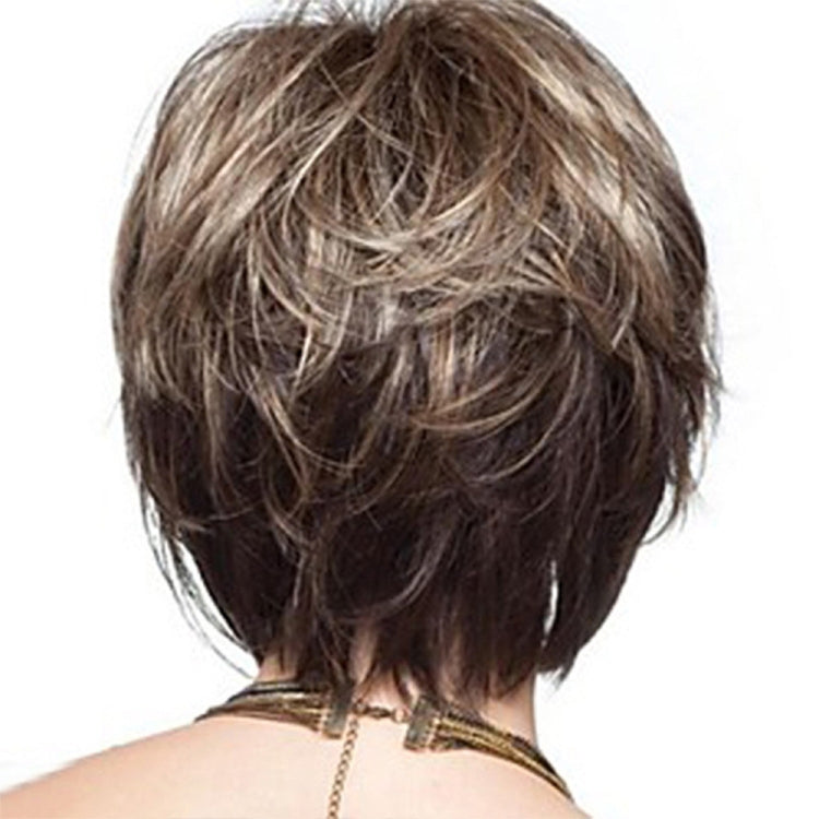 Wig-020 Mixed Color Women High Temperature Silk Curly Short Hair Wig