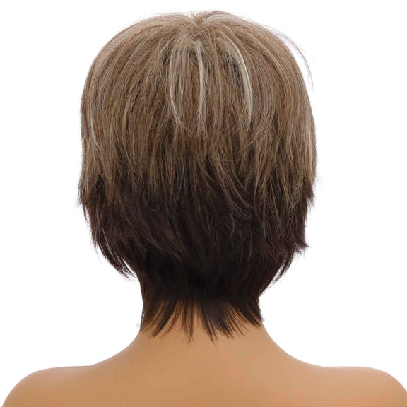 Wig-381 Brown Mixed Light Gold Women High Temperature Silk Curly Short Hair Wig