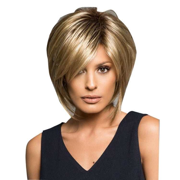 Wig-401 Light Gold Women High Temperature Silk Curly Short Hair Wig