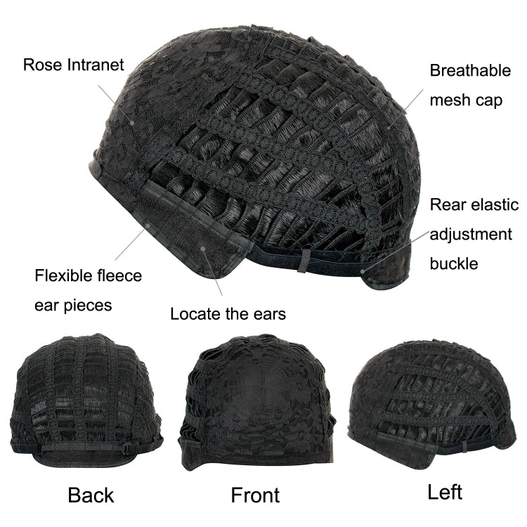 WIG-T003 Ladies High Temperature Silk Short Curly Wig Elastic Mesh Headgear(Black)