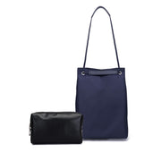 For Apple Macbook Shoulder / Handheld / Messenger Computer Bag, Size: Medium(Navy+Black PU Power Bag)