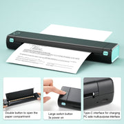 M08F Bluetooth Wireless Handheld Portable Thermal Printer(Silver A4 Version)