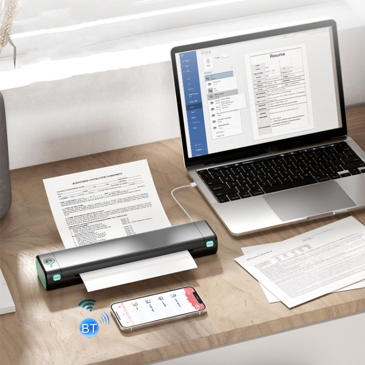 M08F Bluetooth Wireless Handheld Portable Thermal Printer(Gray Letter Version)
