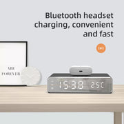 W258 With Clock / Temperature Display Desktop Phone / Earphone Wireless Charging(5W Silver)