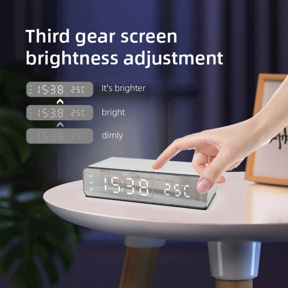 W258 With Clock / Temperature Display Desktop Phone / Earphone Wireless Charging(5W Silver)