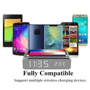 W258 With Clock / Temperature Display Desktop Phone / Earphone Wireless Charging(5W Silver)