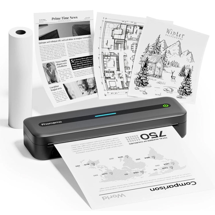 Phomemo M832 300dpi Wireless Thermal Portable Printer, Size: A4 Version(Gray)