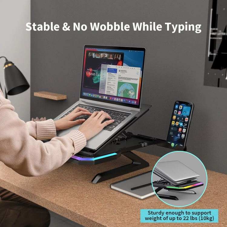 Laptop Stand with RGB Lighting 9-Level Adjustable Notebook Stand(Pink)