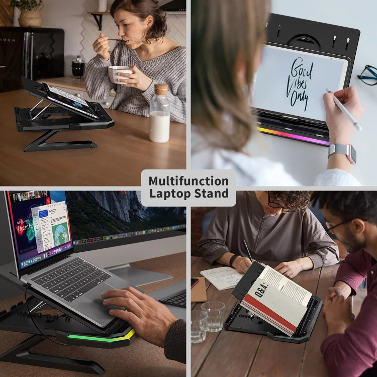 Laptop Stand with RGB Lighting 9-Level Adjustable Notebook Stand(Pink)