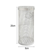 Outdoor Stainless Steel Barbecue Cage BBQ Round Mesh Tube 20cm With Hook