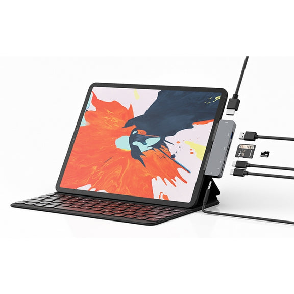 For IPad Pro 7-In-1 HDMI 4K + 3.5mm Audio + SD/TF+ 1 USB 3.0 + USB-C/Type-C + PD USB-C Docking Station