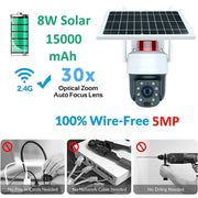 RH-Q10 Graffiti 5MP Wifi Wireless Solar Camera 30X Optical Zoom Auto Tracking Patrol IP66 Water-resistant