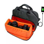 SLR Camera Bag Men Crossbody  Photography Bag Water-resistant Carrying Case with USB Charging Port, Size: Large