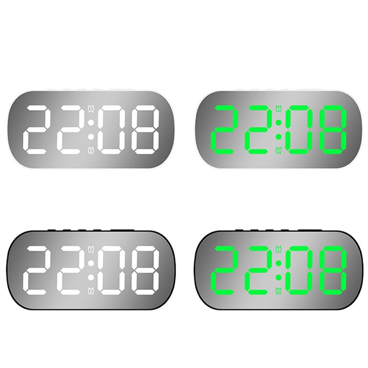 6637 LED Digital Display Temperature Electronic Clock Desktop Mirror Alarm Clock(White White Light)
