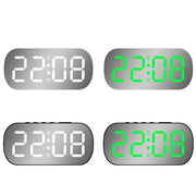 6637 LED Digital Display Temperature Electronic Clock Desktop Mirror Alarm Clock(White White Light)