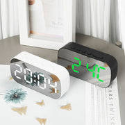 6637 LED Digital Display Temperature Electronic Clock Desktop Mirror Alarm Clock(White White Light)