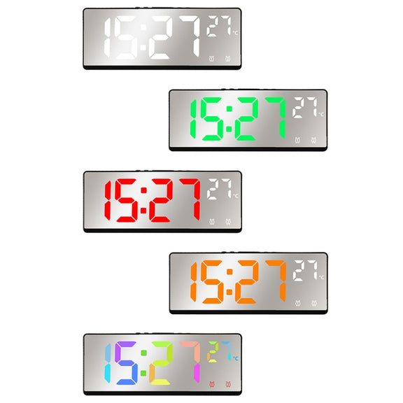 6631 LED Digital Display Multifunctional Electronic Clock Desktop Temperature Mirror Alarm Clock(Orange Light)