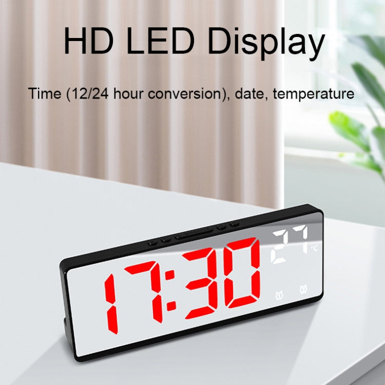 6631 LED Digital Display Multifunctional Electronic Clock Desktop Temperature Mirror Alarm Clock(White Light)