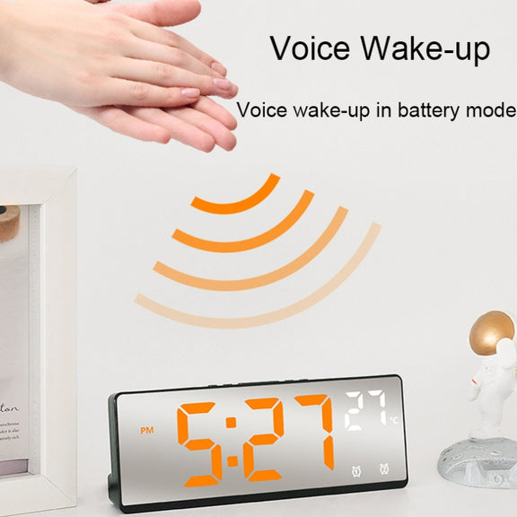 6631 LED Digital Display Multifunctional Electronic Clock Desktop Temperature Mirror Alarm Clock(White Light)