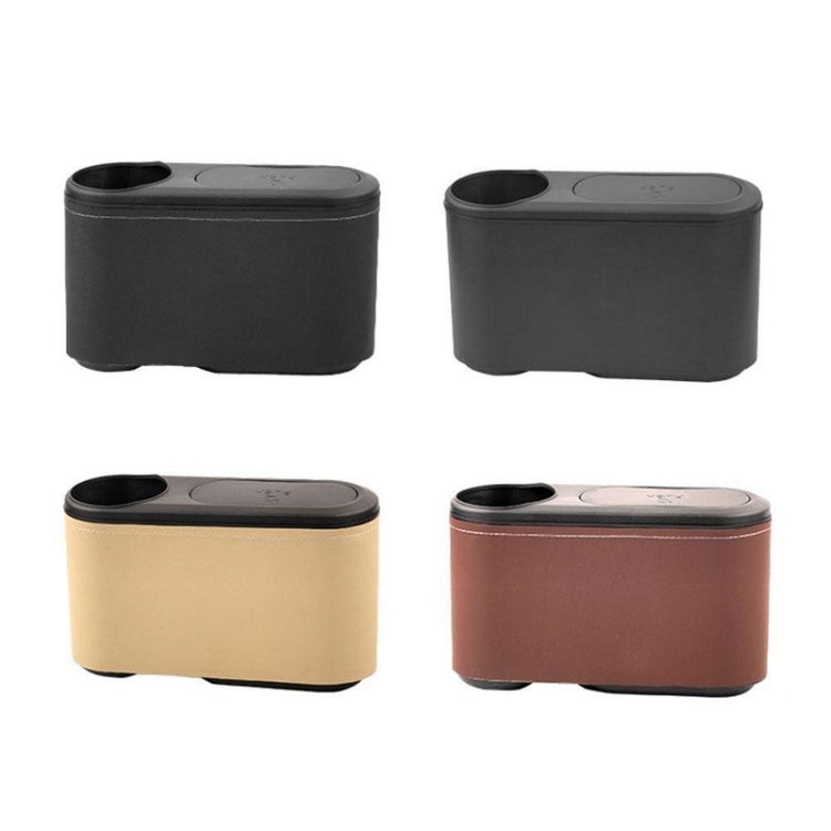Car Seat Water Cup Holder Umbrella Storage Box Trash Can, Color: Black Leather