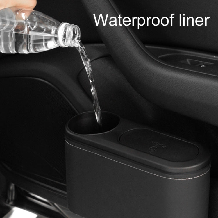 Car Seat Water Cup Holder Umbrella Storage Box Trash Can, Color: Black Leather